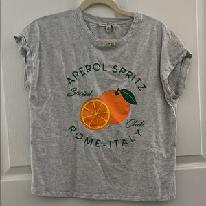 Green Envelope Gray Tee with Orange Graphic